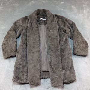ASTR the Label Skylar Faux Fur Open Front Jacket Womens Size XS Brown Teddy Bear
